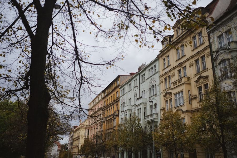 Řada činžovních domů v pražské ulici